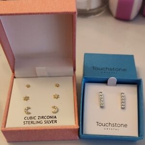 Touchstone Crystal Silver Earrings Set